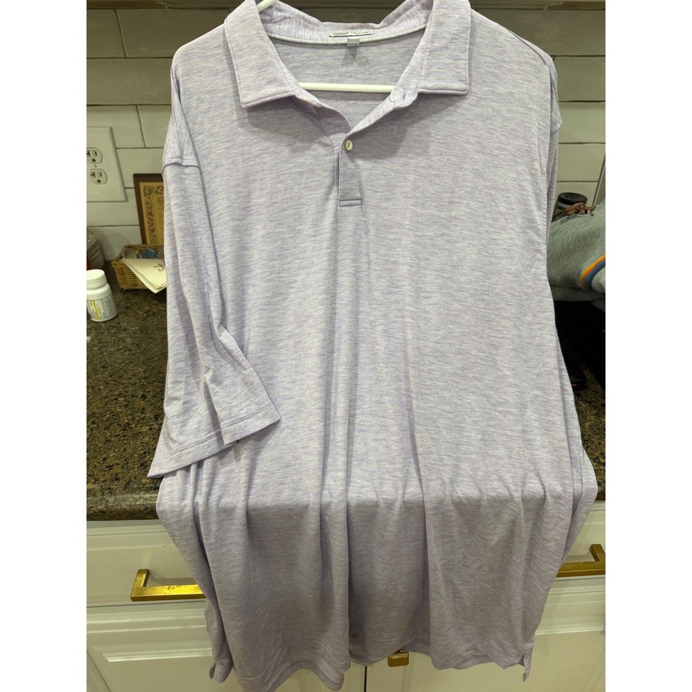 Peter Millar‎ Mens XXL Polo Shirt Lavender Green Space Dye Stripe Short Sleeve - Picture 2 of 8